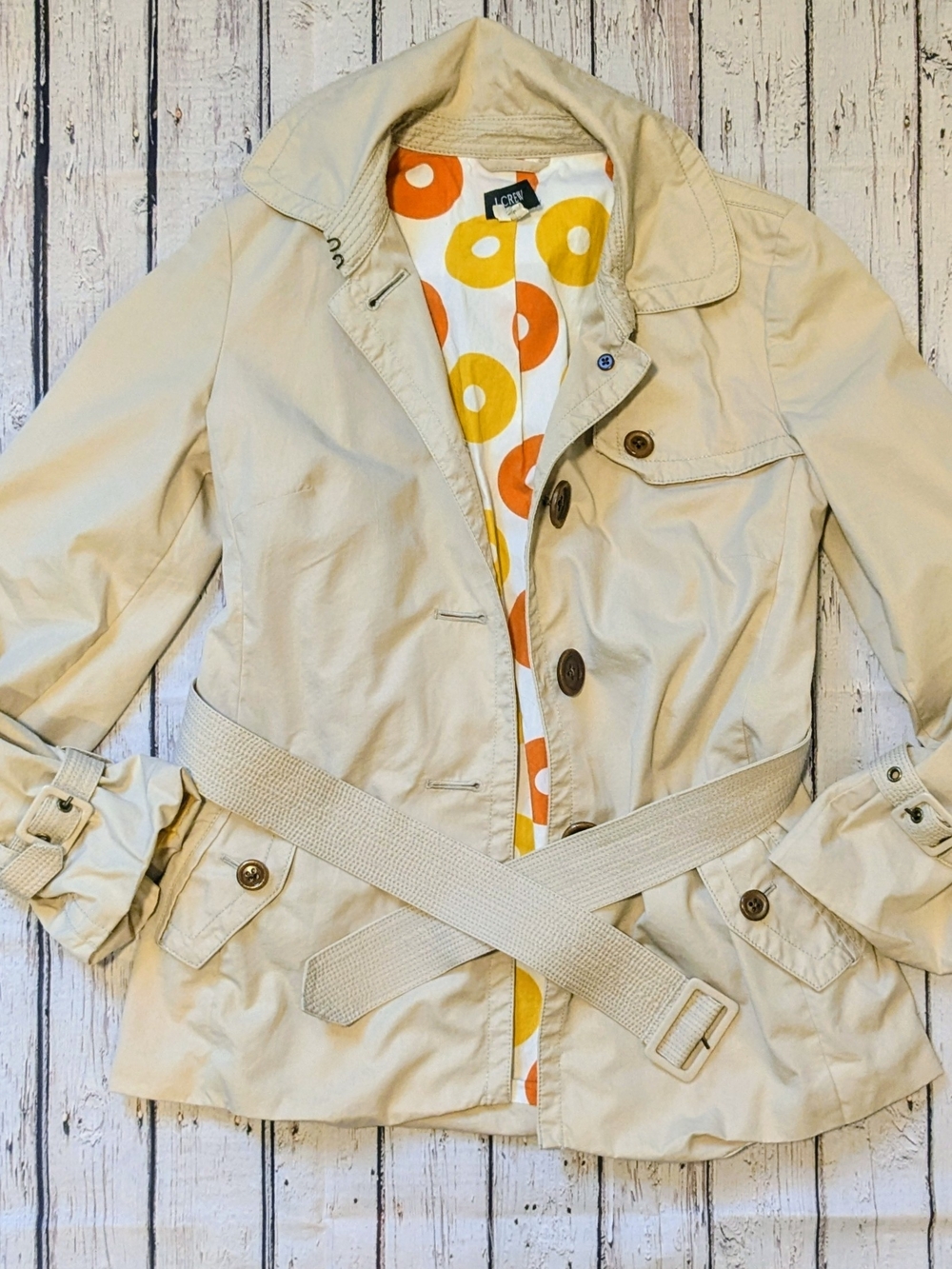 J. Crew Beige Trench Coat with Belt
